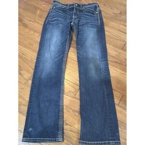 BKE Men's Blue Bootcut Jeans Denim Medium Wash Stretch 5-Pocket Button